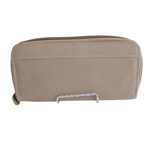 Travelon RFID Protection Zip Around Accordion Wallet Stone Tan Slash Proof